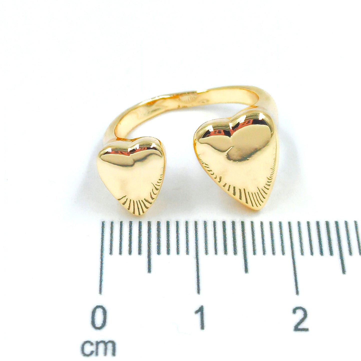 Anillo liso dos corazones