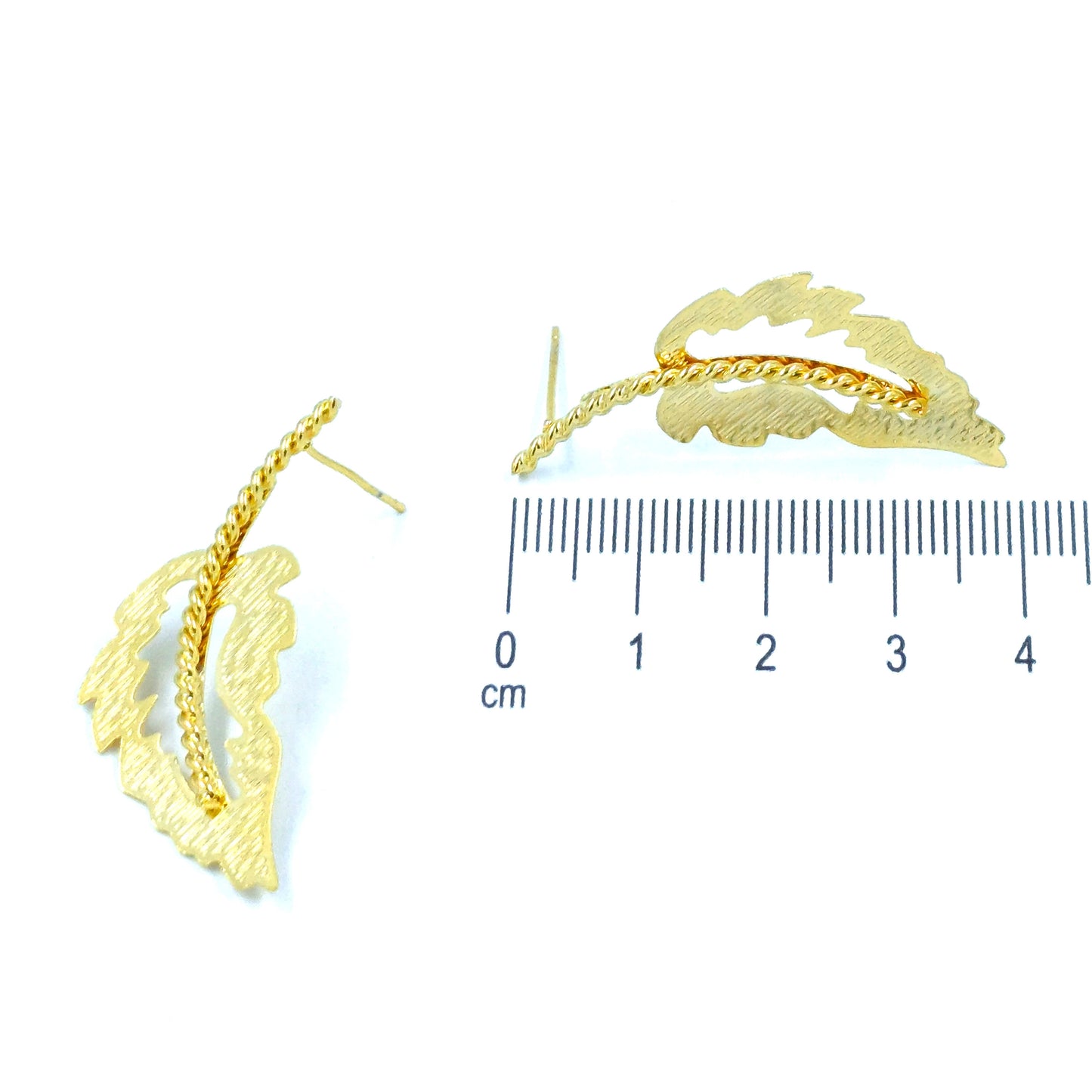 Arete bronce hoja tallo