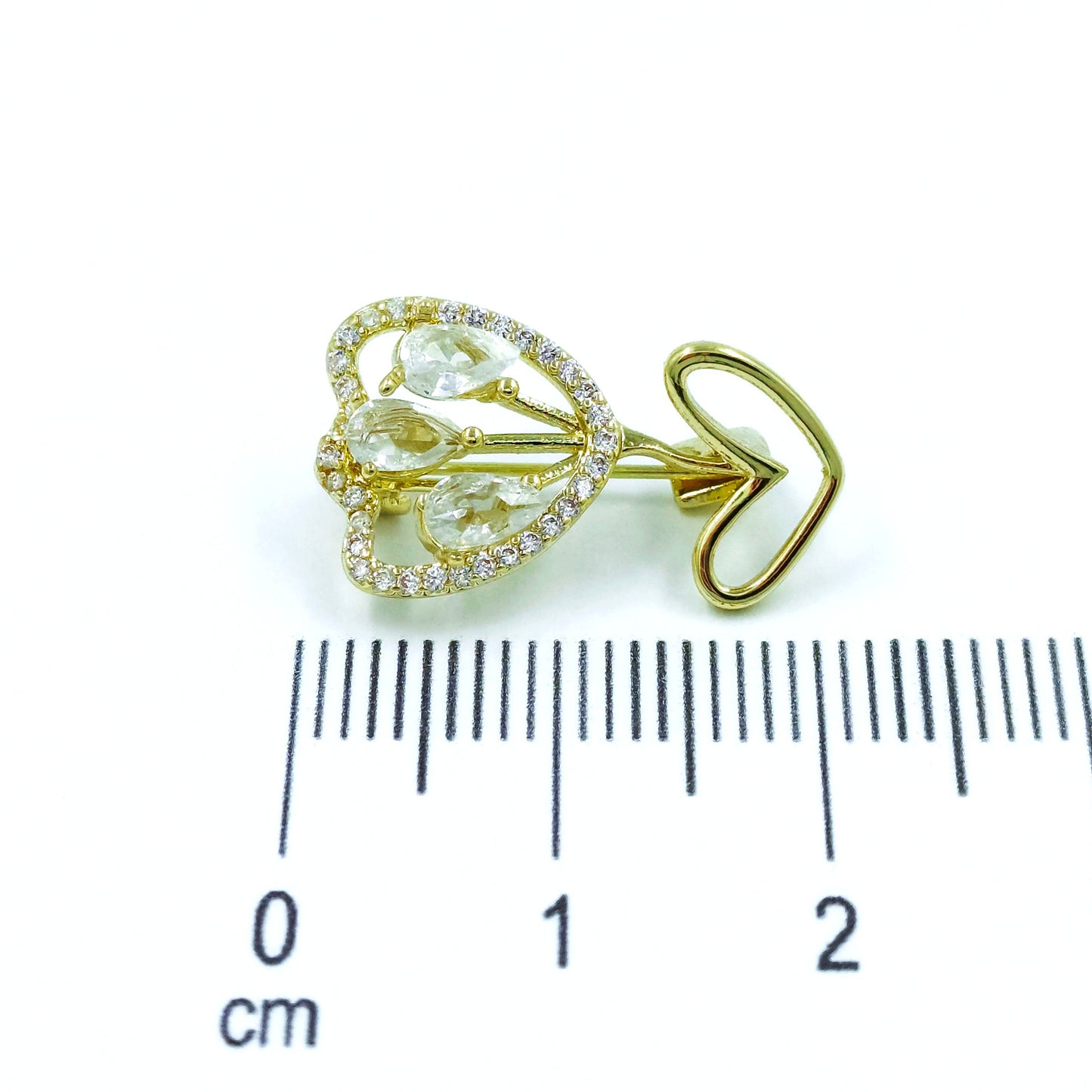 Broche rosa zircon corazón