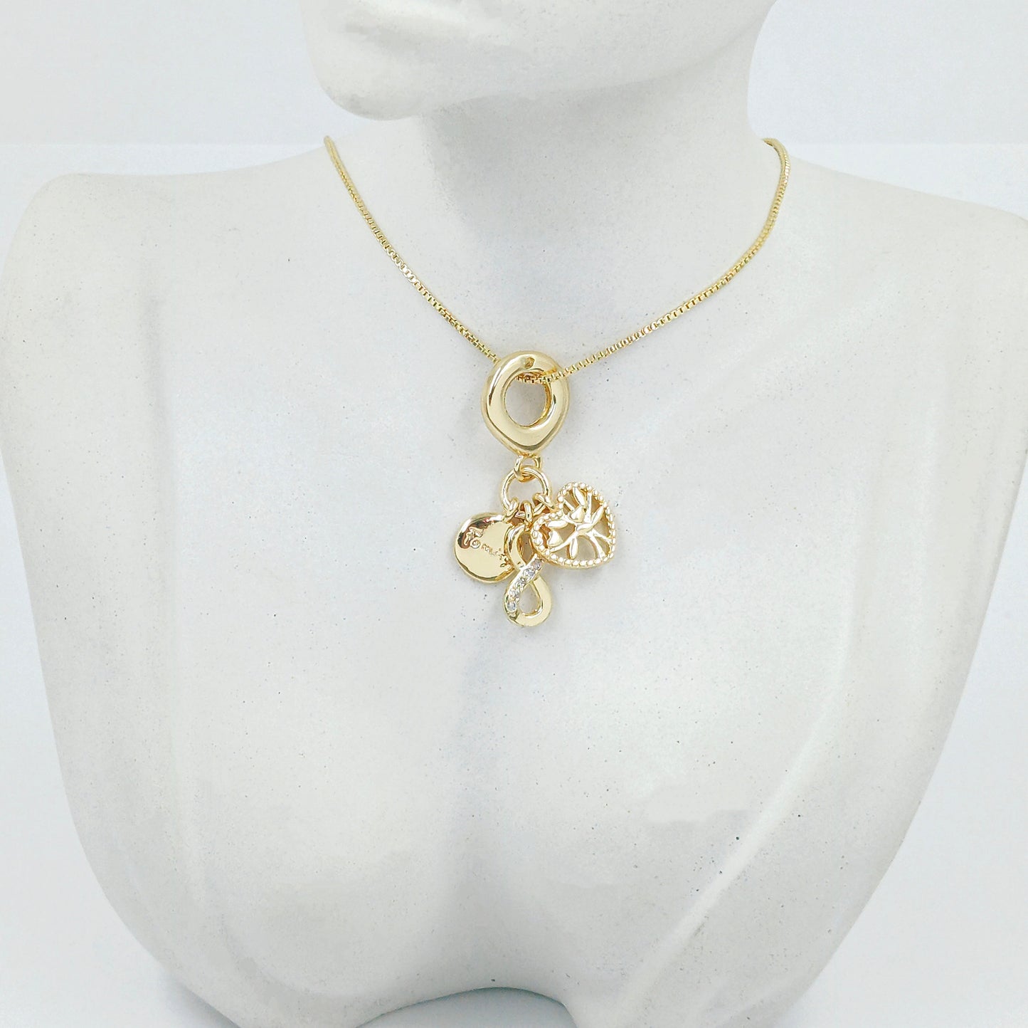 Collar rodio dijes arbol vida