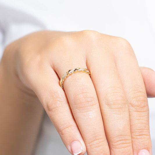 Anillo trenza microzircones  Amulí