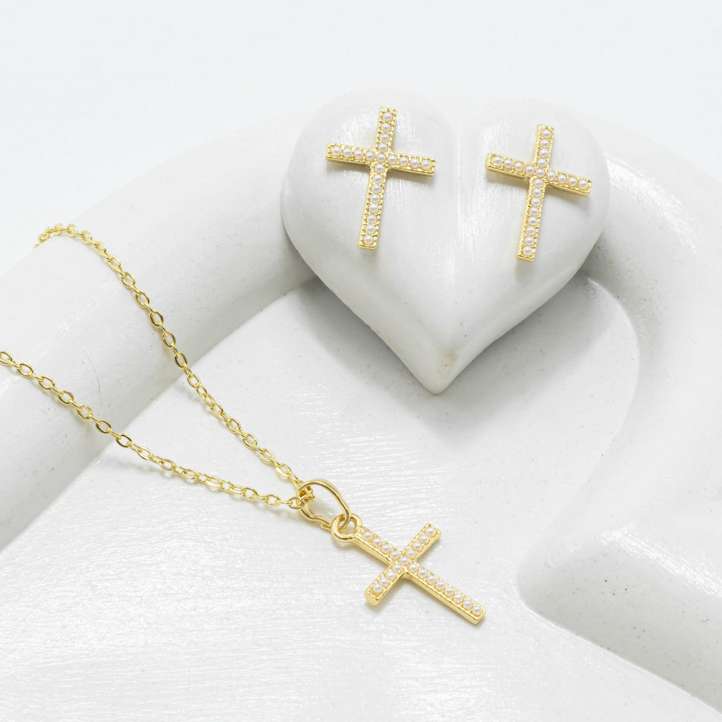 Set Duo cruces perlas