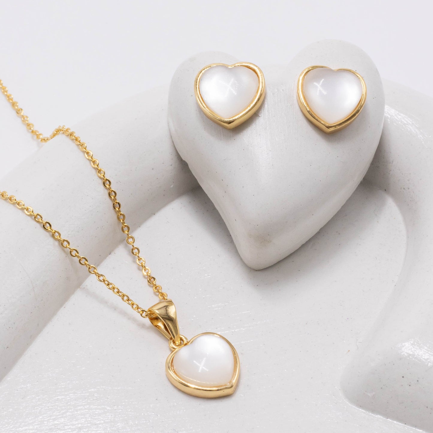 Duo corazon nácar