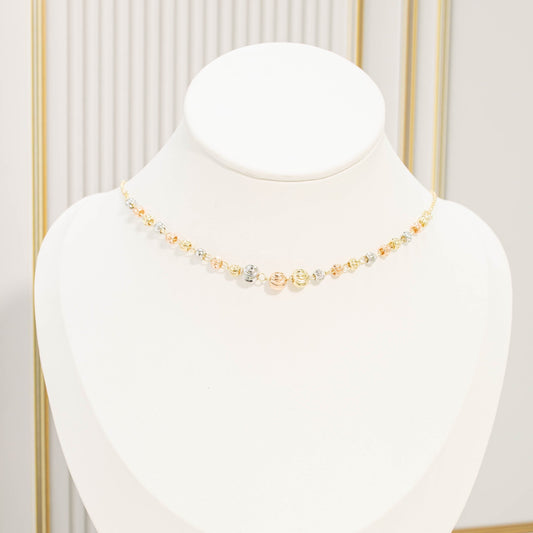 Dúo balín diamantado 3 oros