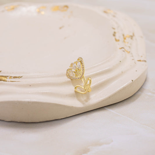 Broche rosa zircon corazón