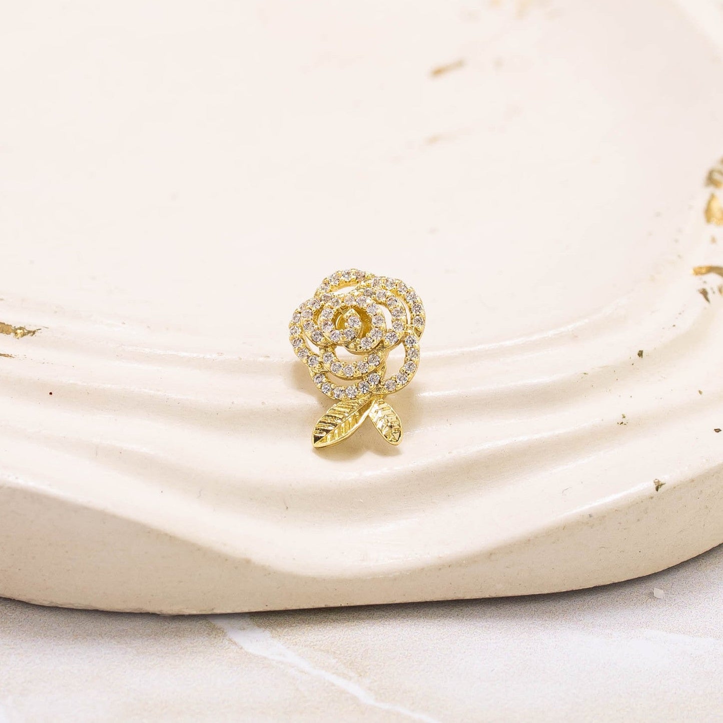 Broche mini rosa microzircón