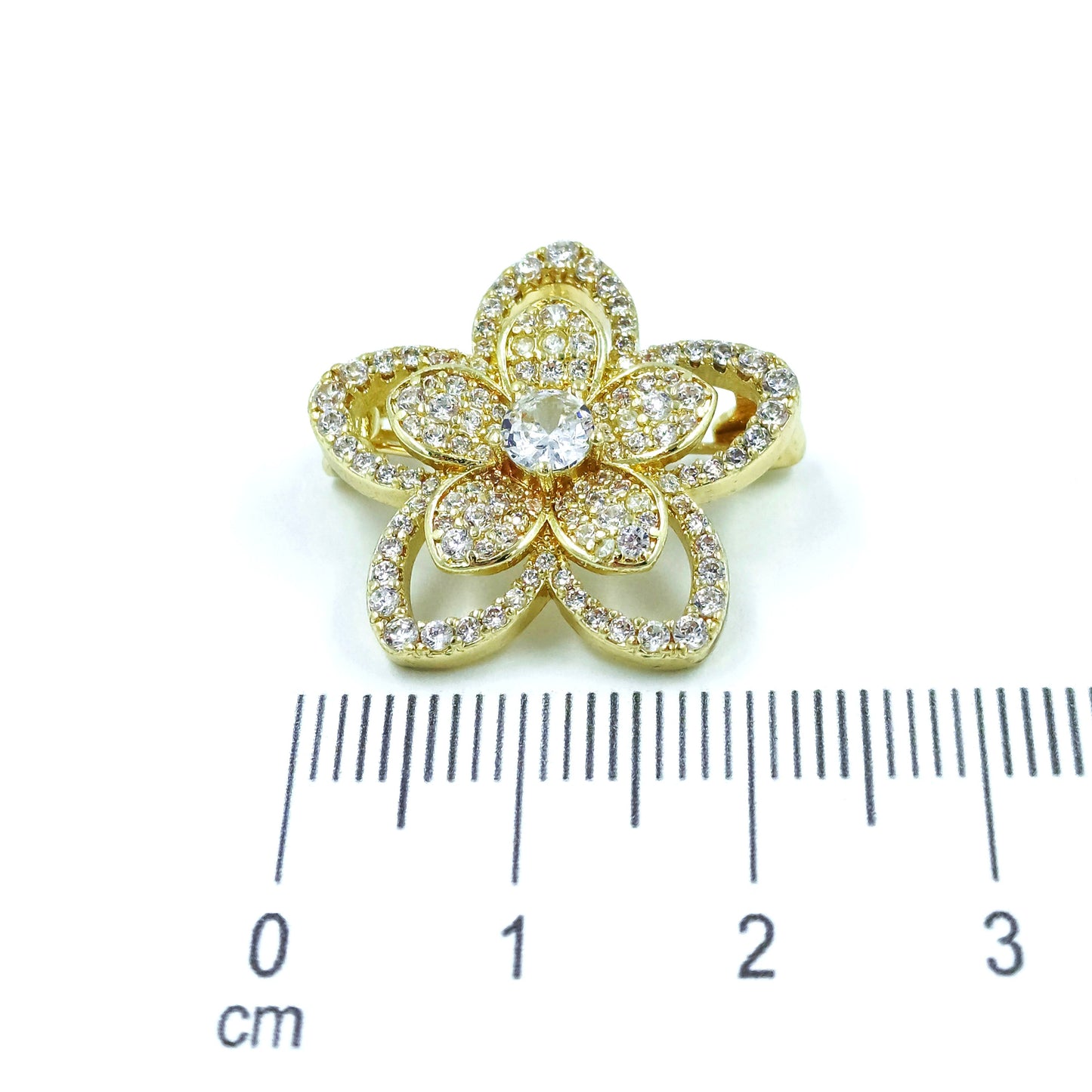 Broche flor microzircón