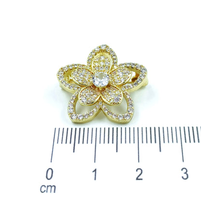 Broche flor microzircón