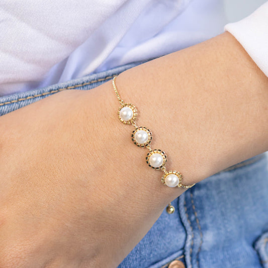 Pulsera flor perla