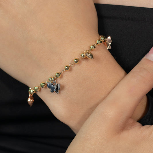 Pulsera mariposas tres oros