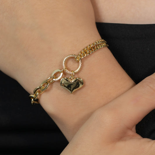 Pulsera eslabones corazones 