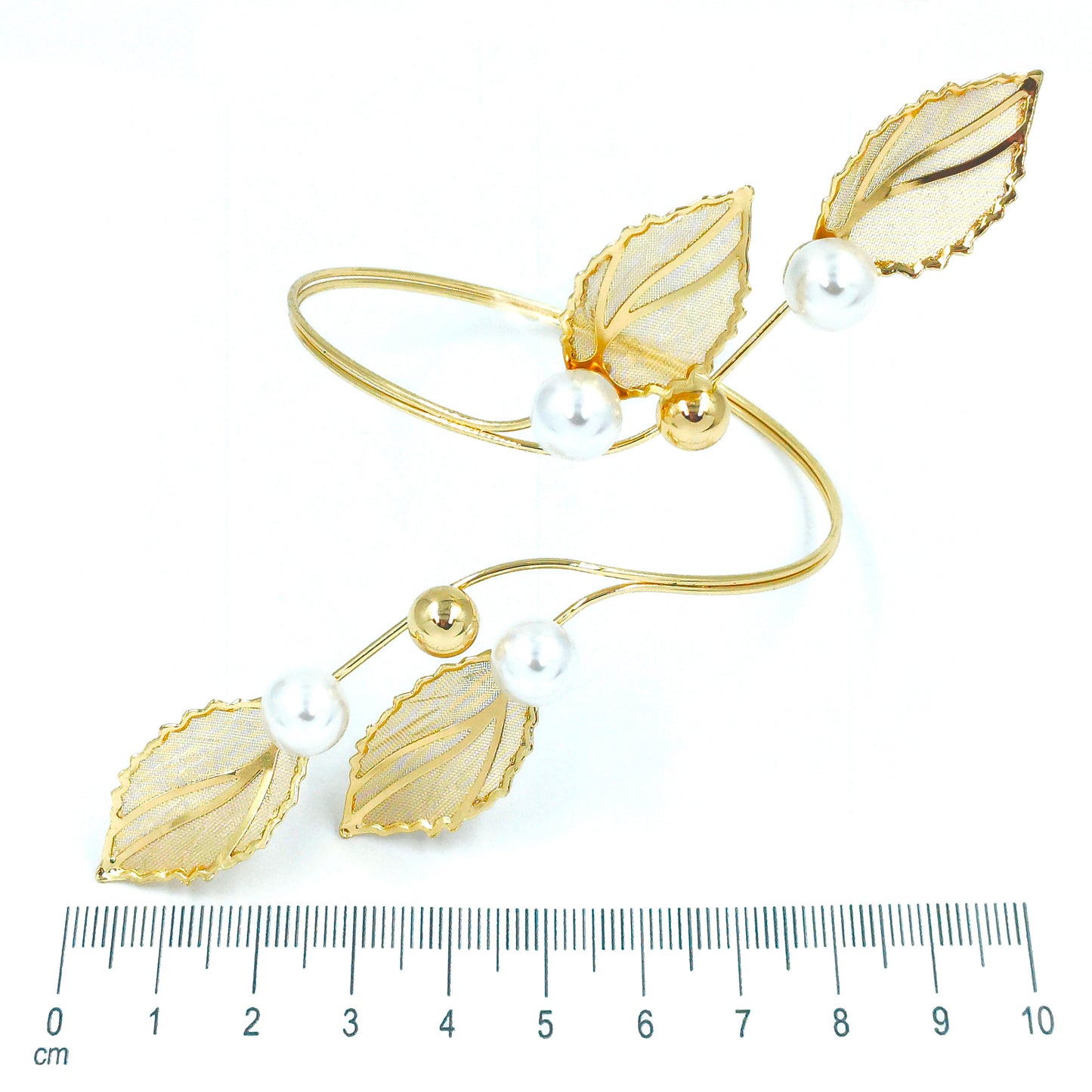 Pulsera brazalete perla hoja