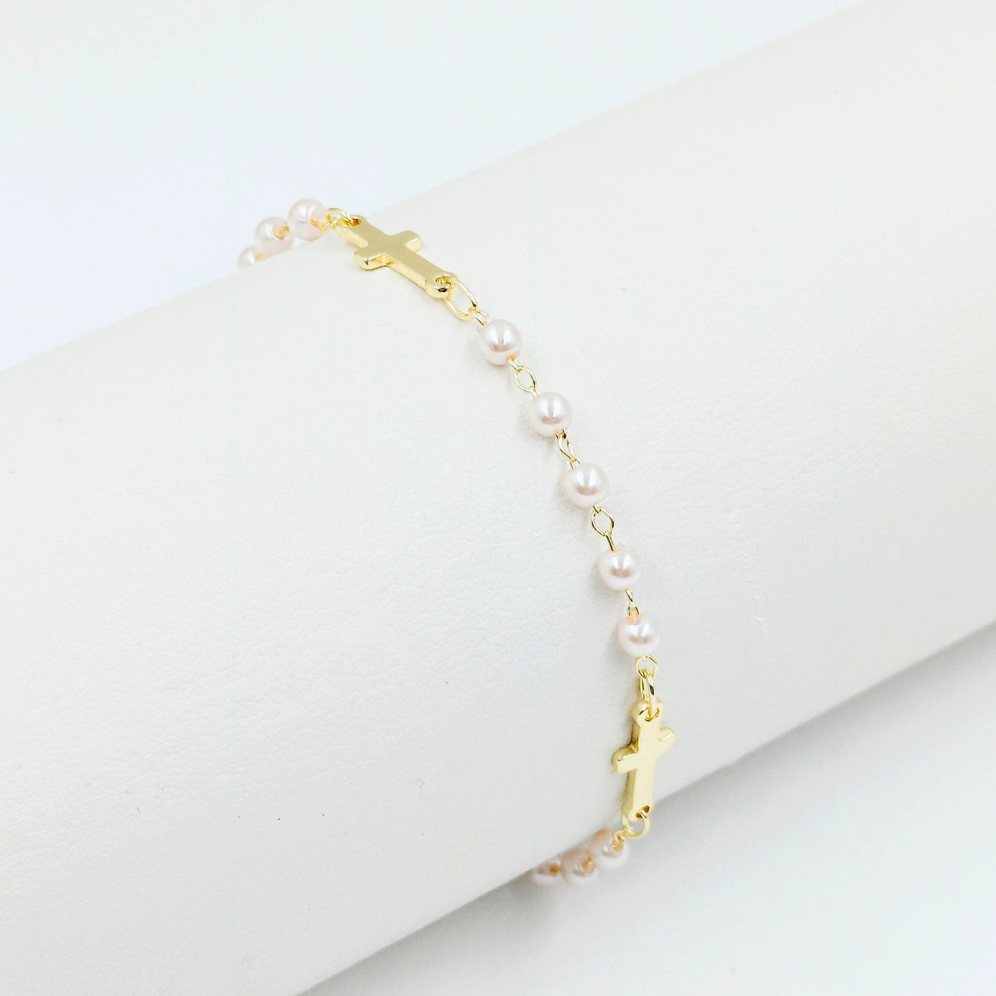 Pulsera cruz perla