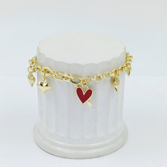 Pulsera dije corazones