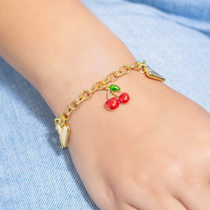 Pulsera corazones cereza 