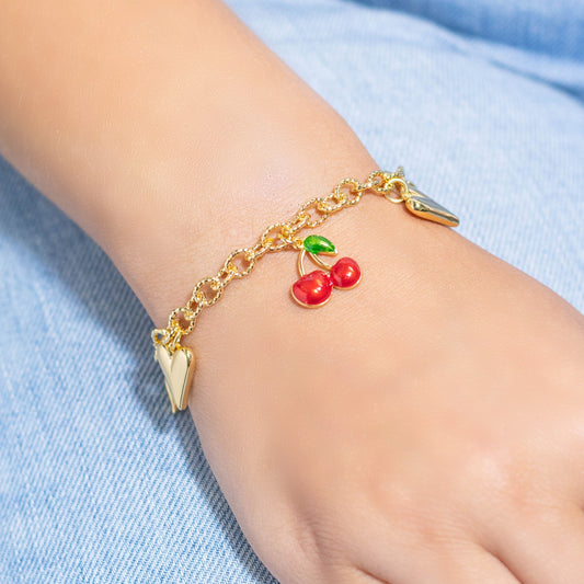 Pulsera corazones cereza 