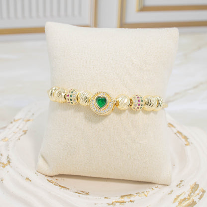 Pulsera corazón  esmeralda