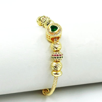 Pulsera corazón  esmeralda