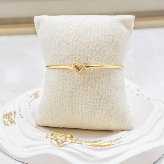 Pulsera + anillo niña silueta corazón