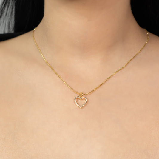 Collar rodio silueta corazones Amulí