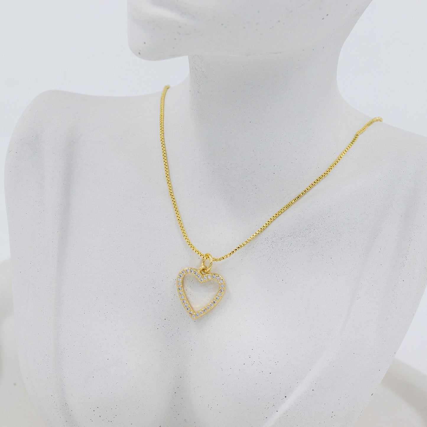 Collar rodio silueta corazones