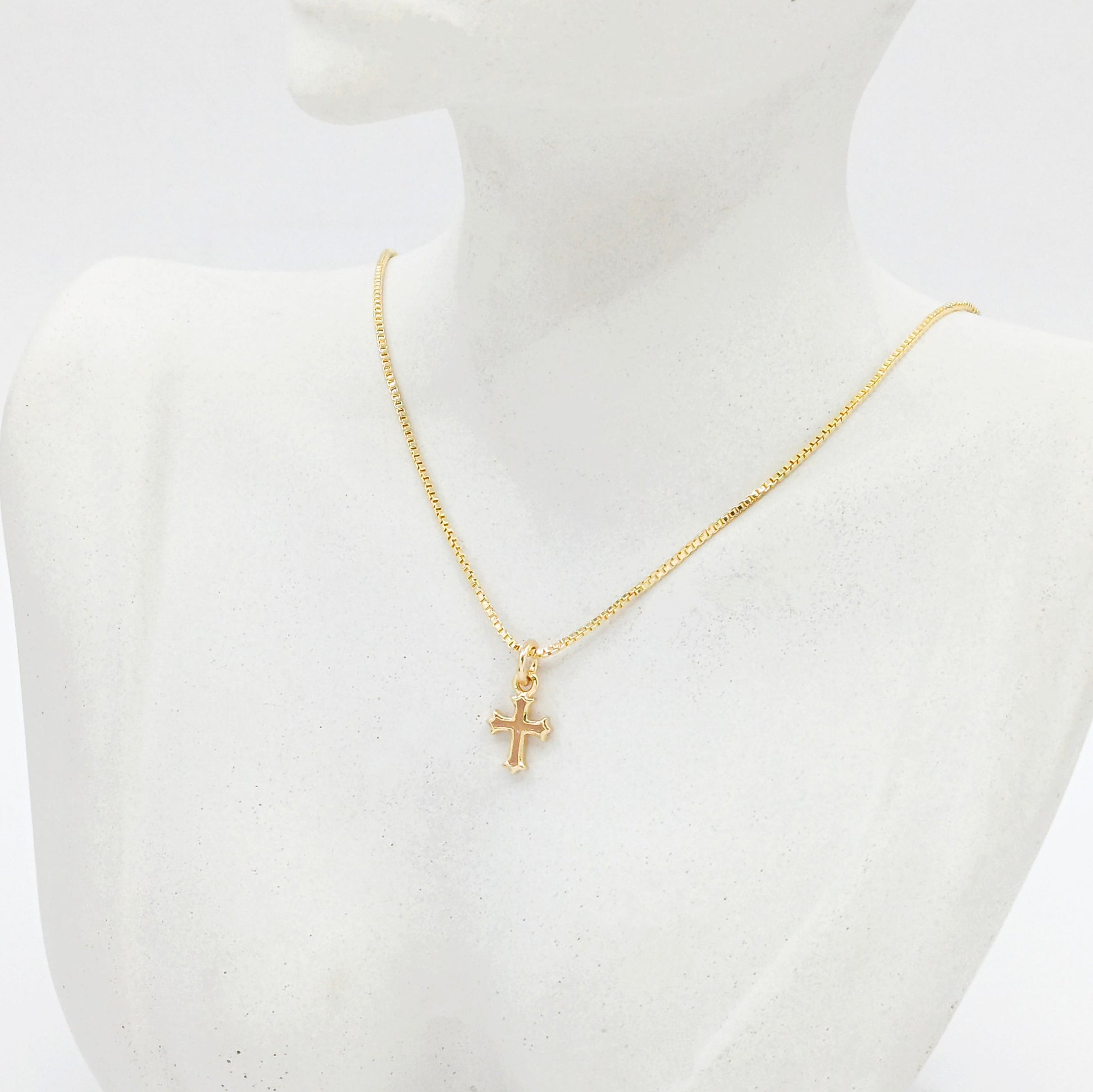 Collar rodio cruz mini Amulí