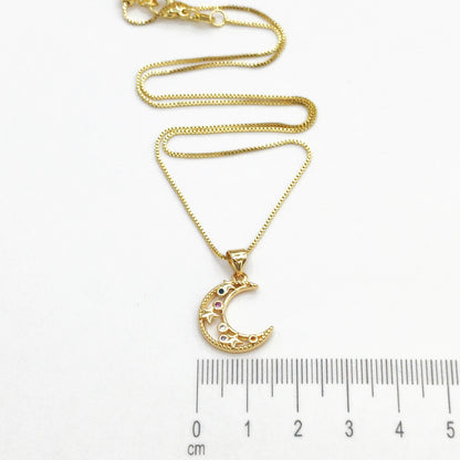 Collar rodio luna estrellas