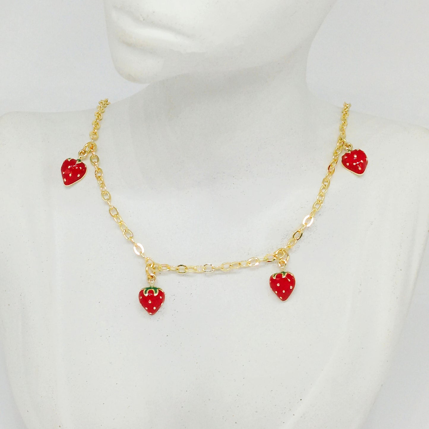 Collar rodio dijes fresas
