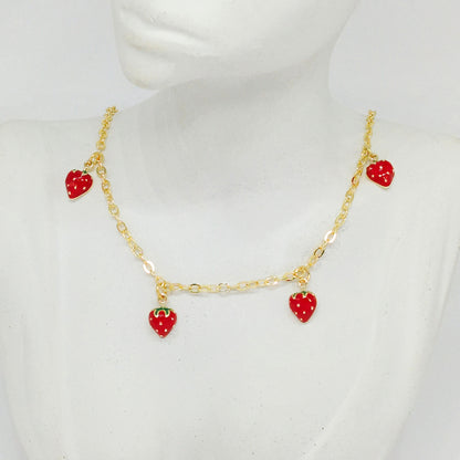 Collar rodio dijes fresas