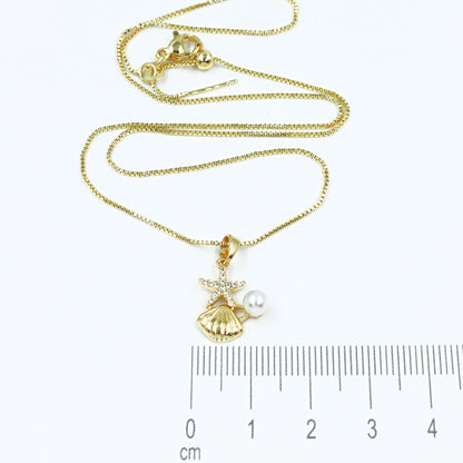 Collar rodio Estrella y concha de mar