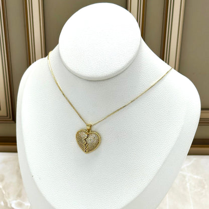 Collar rodio corazon partido