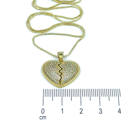 Collar rodio corazon partido