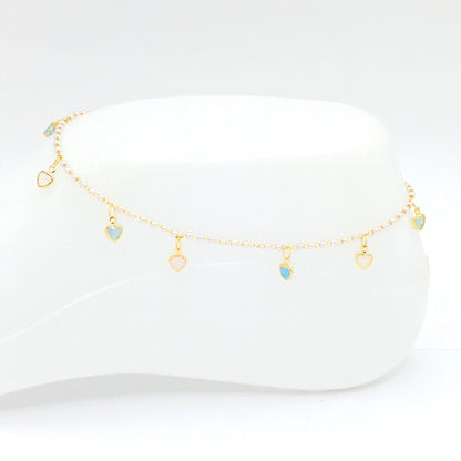 Tobillera perlas corazon pastel
