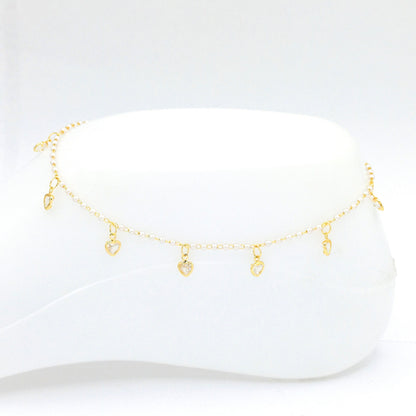 Tobillera perlas corazon cristal
