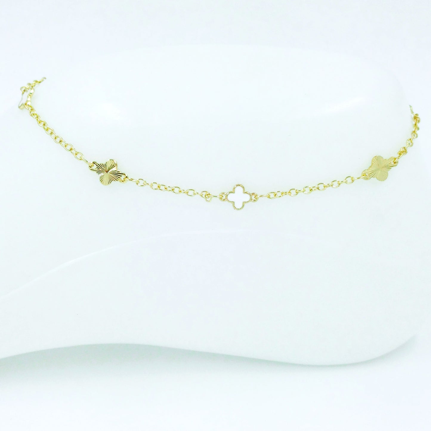 Tobillera Vancleef blanco